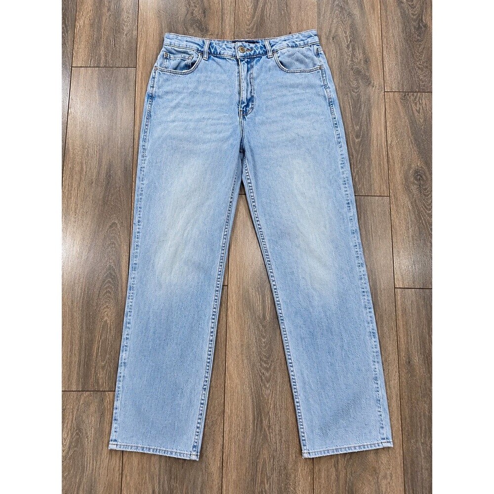 Hollister Ultra High Rise Mom Jeans Womens 30x27 Light Wash Raw Hem Stretch